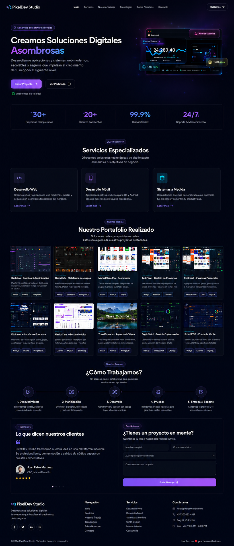Landing Page Desarrolladores Web